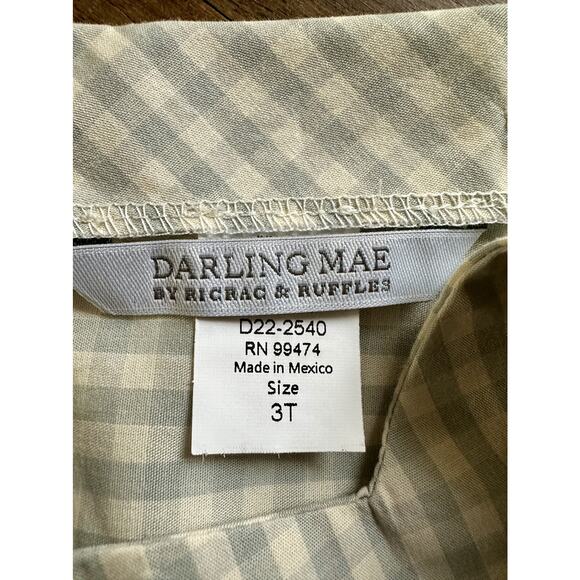 NWT Darling Mae Sybil Collection Orange Floral Bubble Short Sleeve Gingham 3T - Picture 6 of 8